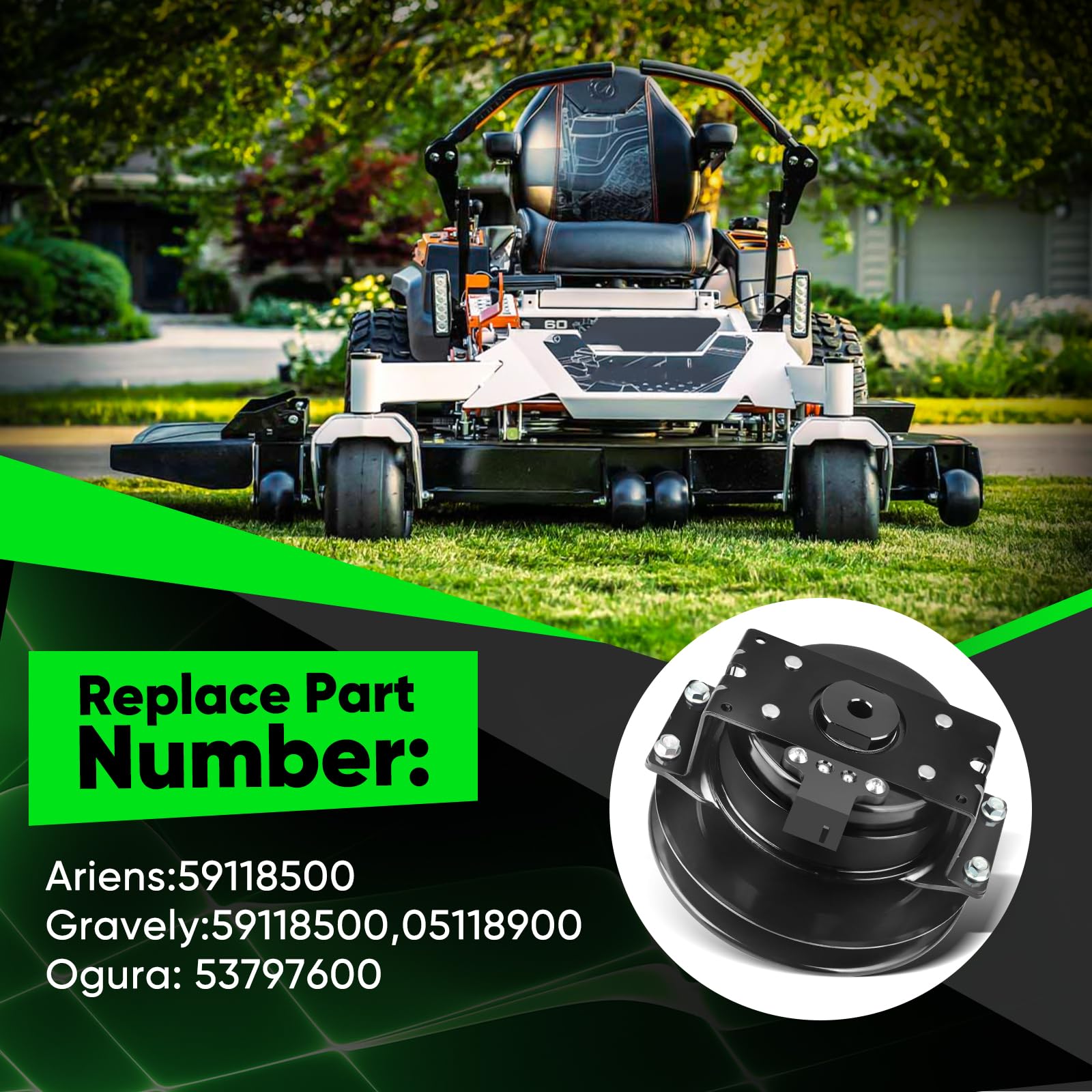 Upgrade Bearings 59118500 - Embrague eléctrico PTO compatible con Ogura, Ariens Apex, Gravely ZT HD Pro-Turn Z 44 48 52 60 sustituye a 53797600 05118900 cortacésped de giro cero