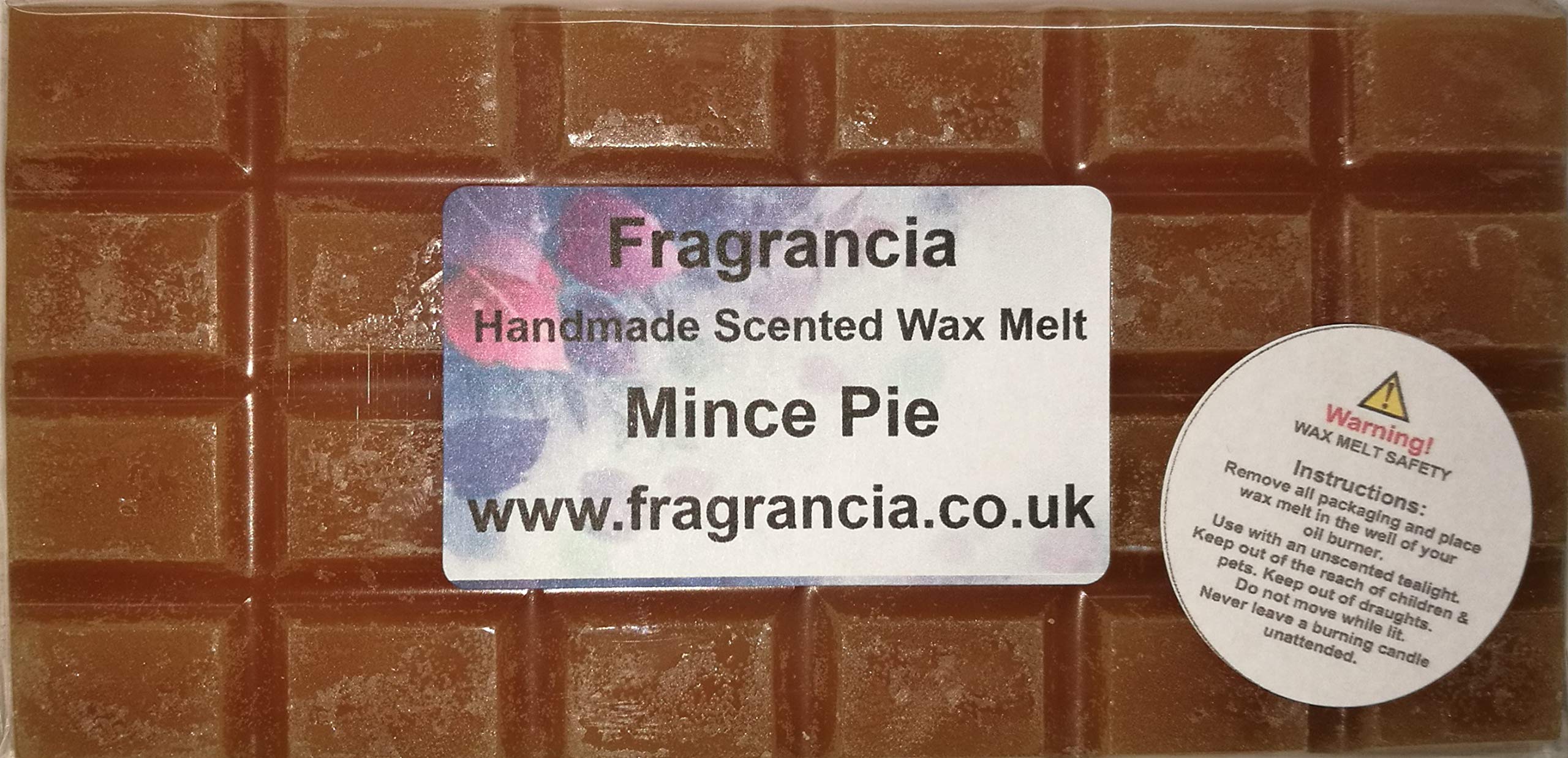 Fragrancia A Single Handmade Highly Scented Wax Melt Bar (Mince Pie)