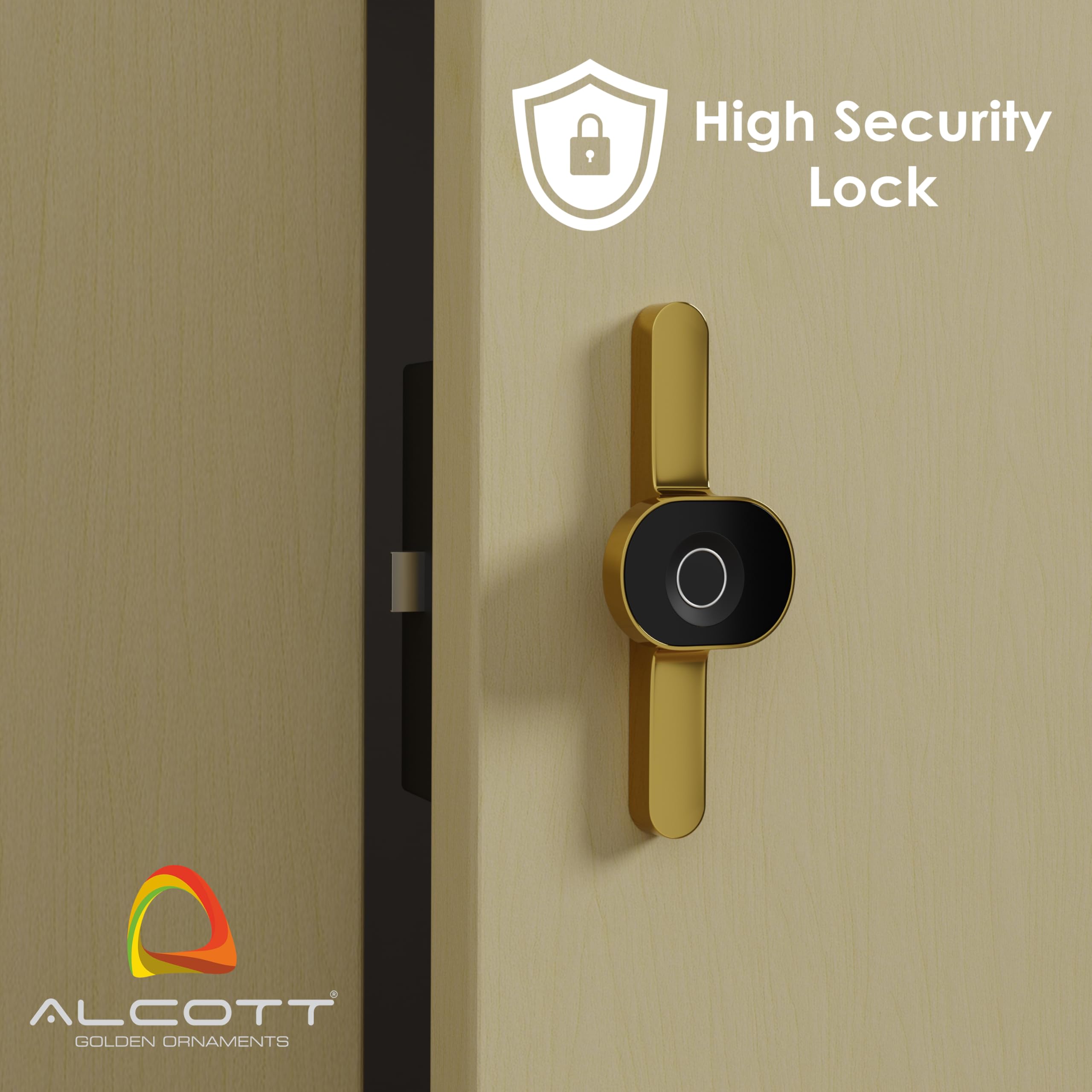 ALCOTT® ZINC Fingerprint Drawer Lock, Smart Biometric Cabinet Lock, Drawer Wardrobe, Furniture Privacy Lock 1st Made in India Digital Furniture Lock 3 Yrs Warranty (Rose PVD, Long Round) 1