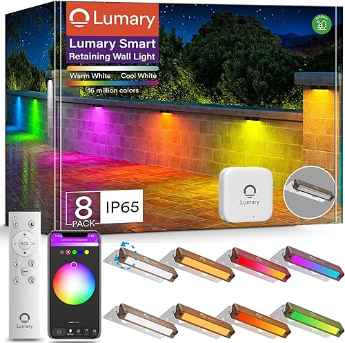 Lumary Paquete de 8 luces de pared de contención de bajo voltaje de 12 a 24 V con concentrador, iluminación LED inteligente de 7 pulgadas,