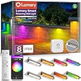 8 Pack 12-24V Low Voltage Retaining Wall Lights with Hub, 7 Inch Smart LED Hardscape Paver Lighting, 2200K-6500K RGBCW Color Changing Outdoor Landscape for Step, APP/Remote/Voice Control, Brown