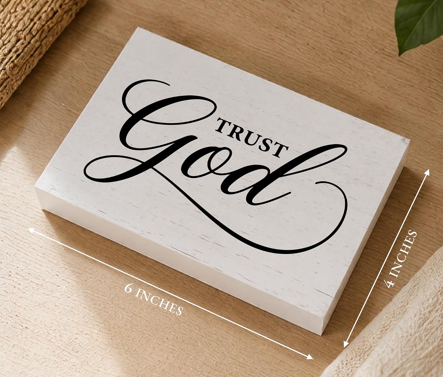 Trust God Wood Desk Decor, Christian Gifts for Women Men image 2