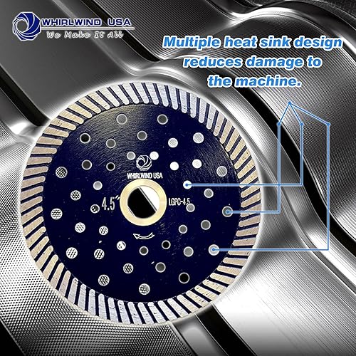 Miniatura 5 de Whirlwind USA LGPC 4.5 pulgadas corte de piedra Premium Turbo Continuous Rim Diamond Blades para granito (venta directa de fábrica) (4.5 pulgadas)