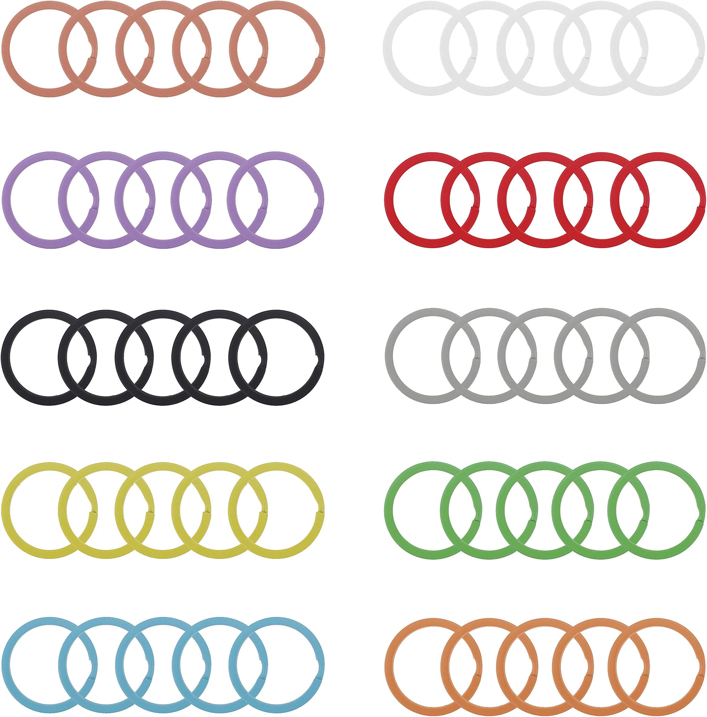 Udekit 25mm Metal Split Colorful Key Ring for Keys Organization (50 Pieces A Set for 10 Colors, Each Color with 5 Pieces)