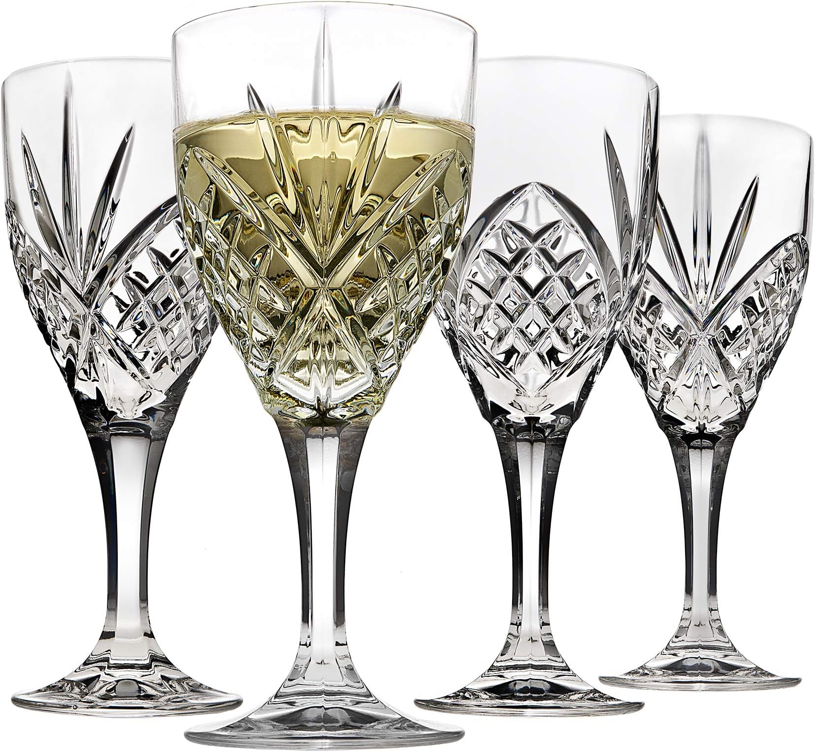 Dublin Wine Glasses, Stemmed White Wine Glass Goblets - 6.75oz, Set of 4