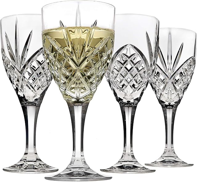 Godinger Dublin Verres à vin, Verres Gobelet Verre Martini, Verre à boire, Gobelets en verre de vin blanc étiré - 6.75oz, Ensemble de 4