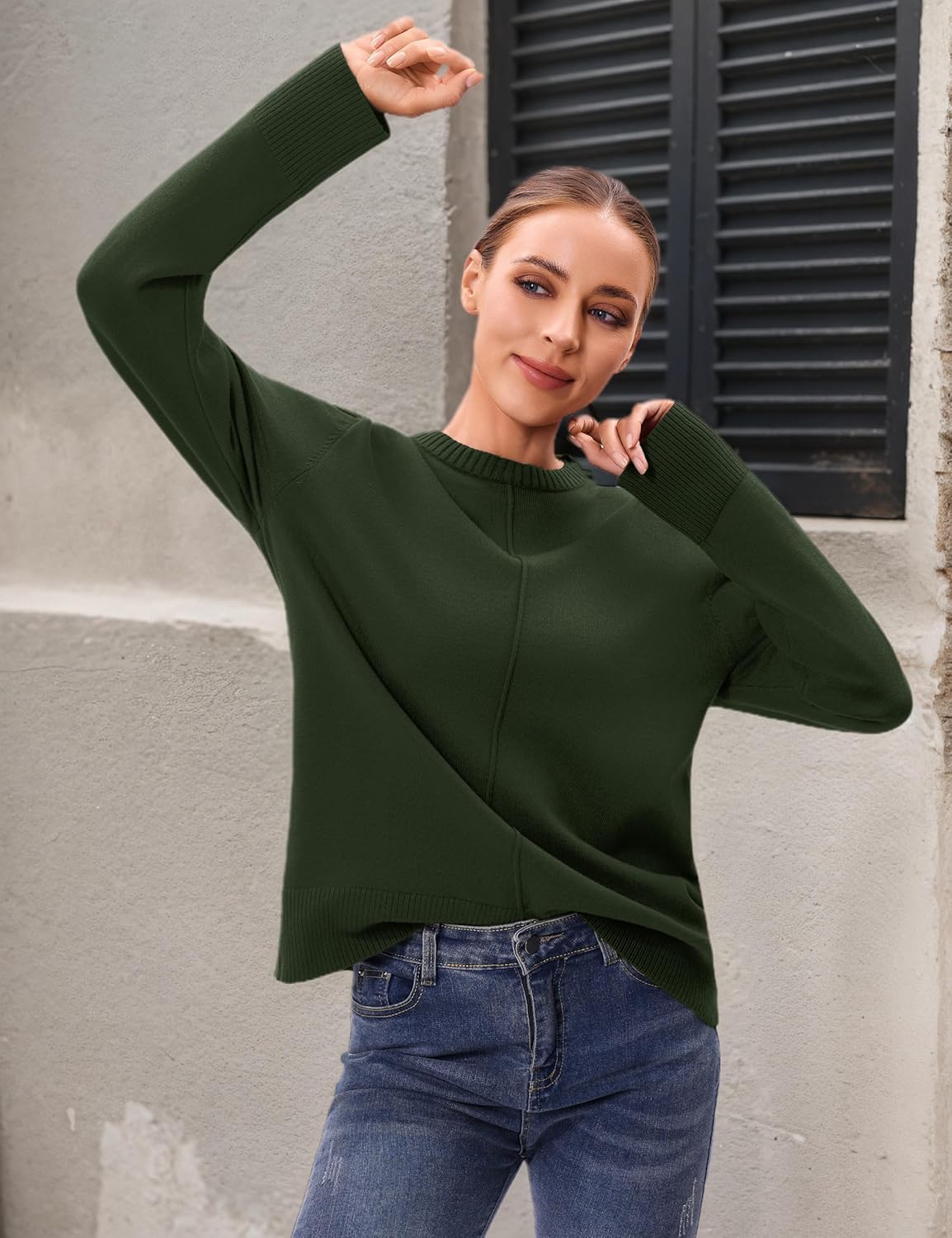 Totatuit Womens Sweater 2025 Fall Winter Casual Crew Neck Lightweight Knit Pullover Sweaters Cozy Jumper Tops - Image 4