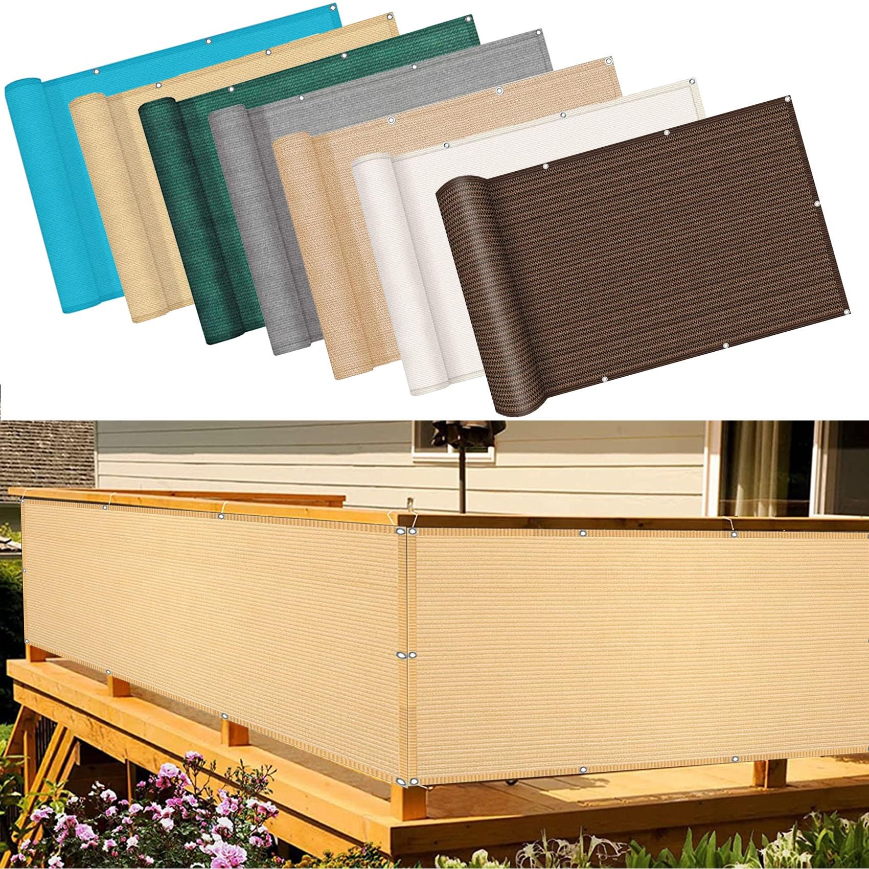YANHONG Garden Privacy Scree 110x700cm(43x276inch) Garden Fence Screen Screen Fence Screening Weatherproof UV Protection with Cable Ties, Cream Color