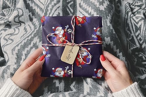 Miniatura 8 de Divertido papel de regalo de fútbol de Papá Noel de Navidad regalo de futsal rollo de 12 pies x 30 pulgadas