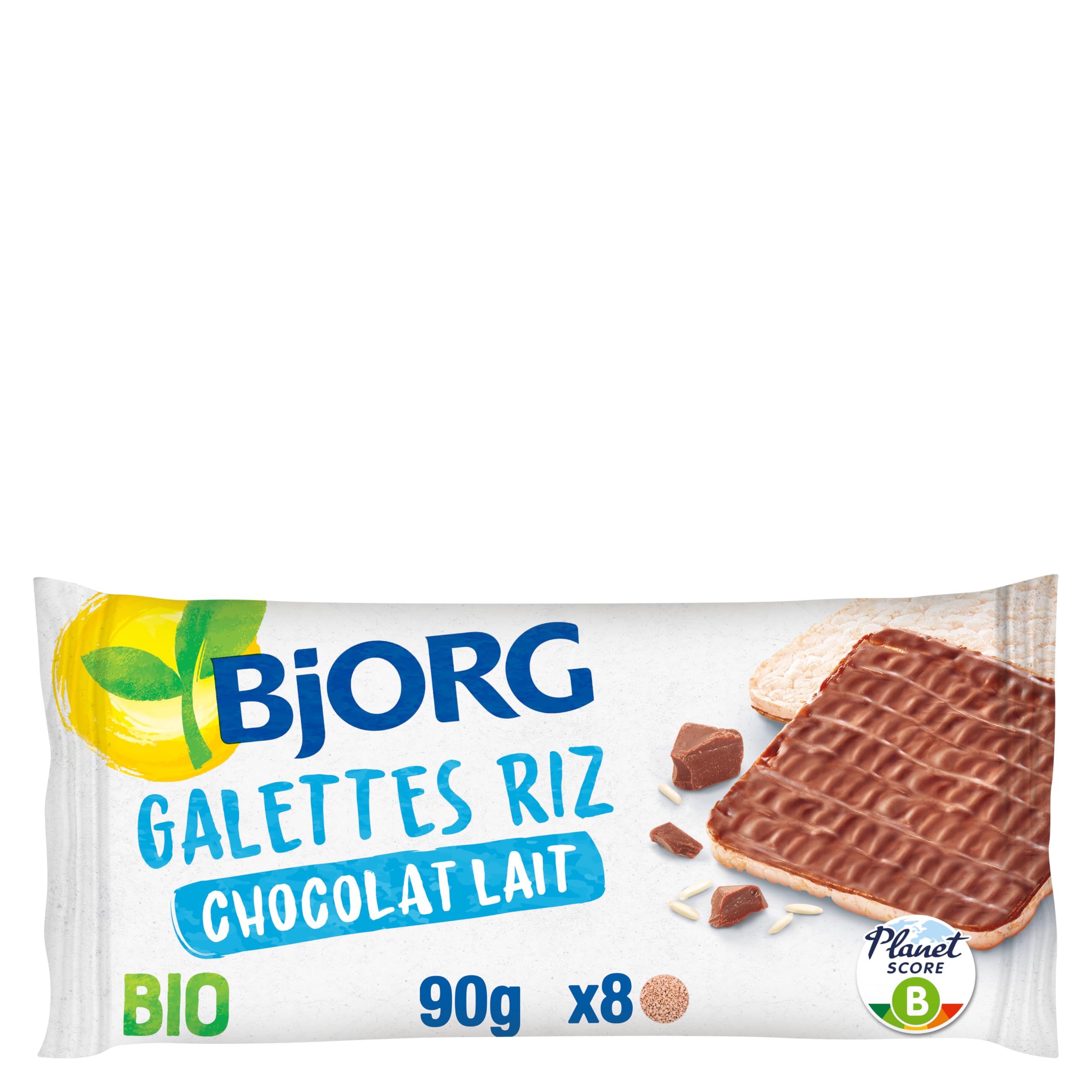 BJORG - Galettes Maïs Riz Chocolat Lait Bio - Sans Gluten - Sources de Fibres - 90 g - lot de 4 (total de 360 g)