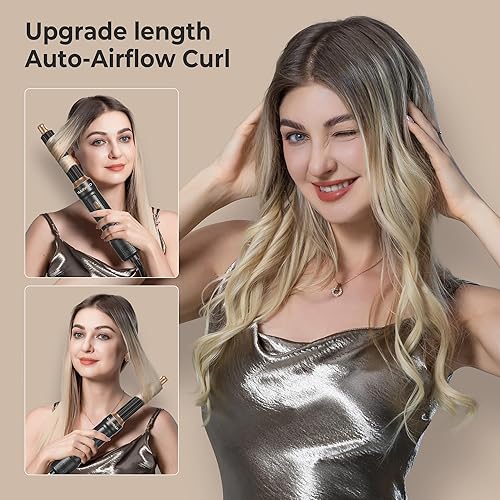 Miniatura 3 de Cepillo secador de pelo 6 en UNO, juego de herramientas de peinado de varita rizadora, Secador de pelo de aire caliente iónico, Secador de pelo