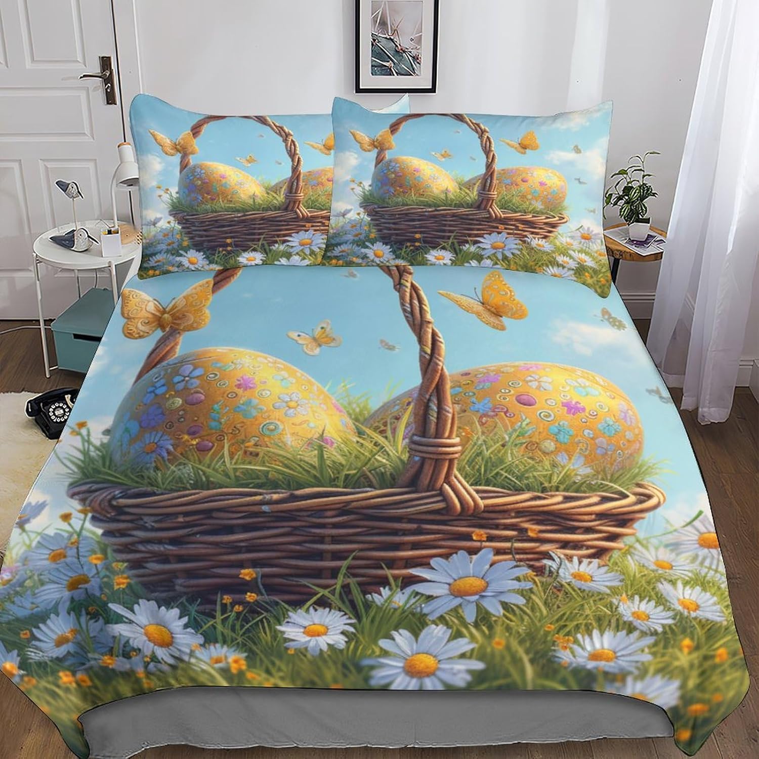 Easter Egg Bed Set for Children Adults Girls Chic Animal Art Duvet