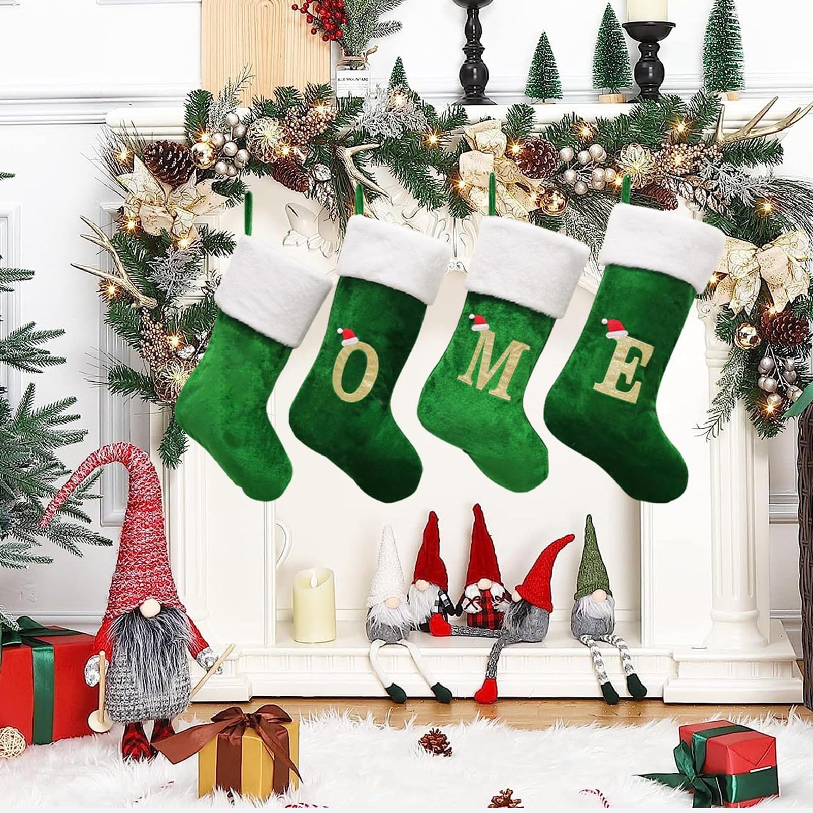 BOLOYOZI Calza Di Natale 2024 Personalizzata Con Iniziale Y - 45,7 Cm, Rosso Quadri Buffalo, Ricamata, Grandi Dimensioni