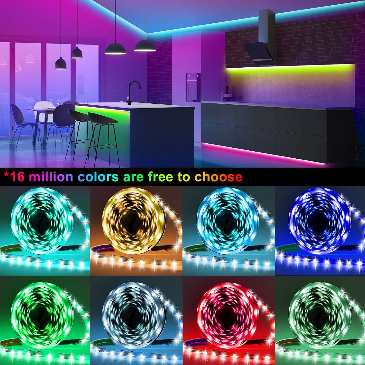Led strip Lights, Music Sync Color Changing Led Strip Lights Led Lights Strip with Phone App Control and Remote Led Lights for Bedroom Living Room Party Home Decoration1