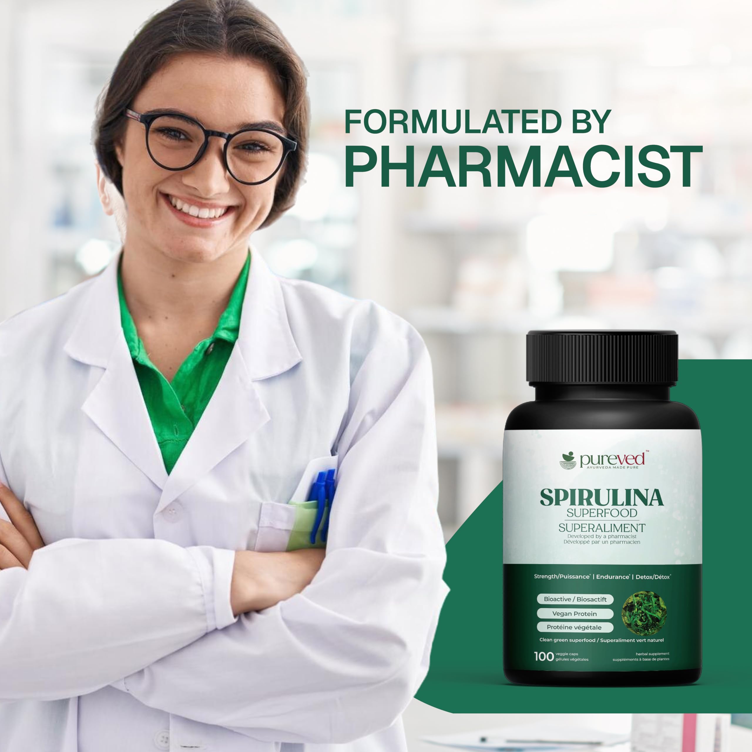 Spirulina Capsules | 100 Count | Vegan Spirulina Algae Superfood Supplement | Plant Based Source of Bioactive Nutrients & Protein | Daily Nutrition & Energy Support for Men & Women — Amazon image 4