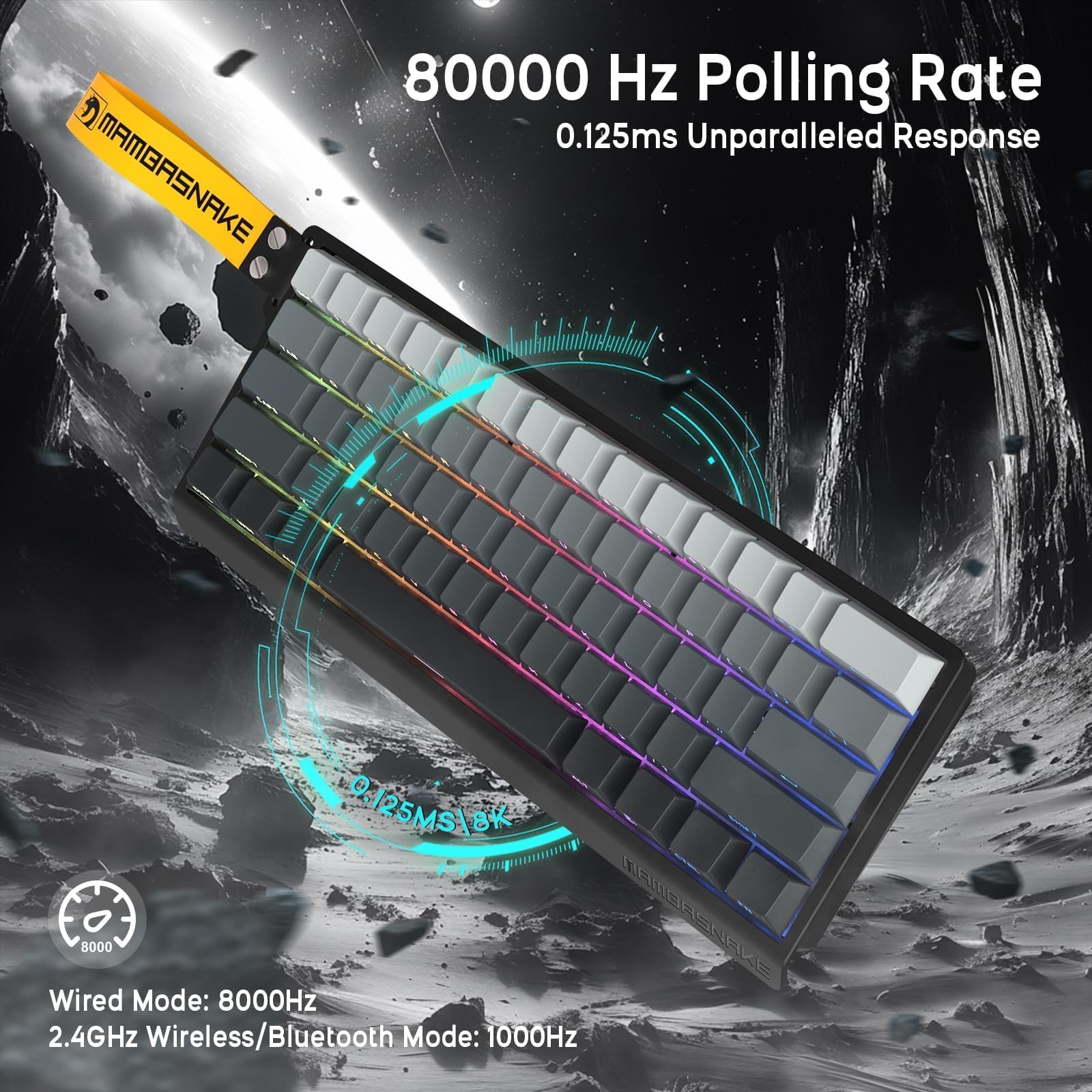 ATTACK SHARK x MAMBASNAKE X11 Souris avec X60HE Clavier Gaming Magnétique, Combo Clavier et Souris Sans Fil, BT/2.4G/USB-C, Déclenchement Rapide, 8000 Polling Rate, 22000 DPI,Souris Ultra-Légère– Noir