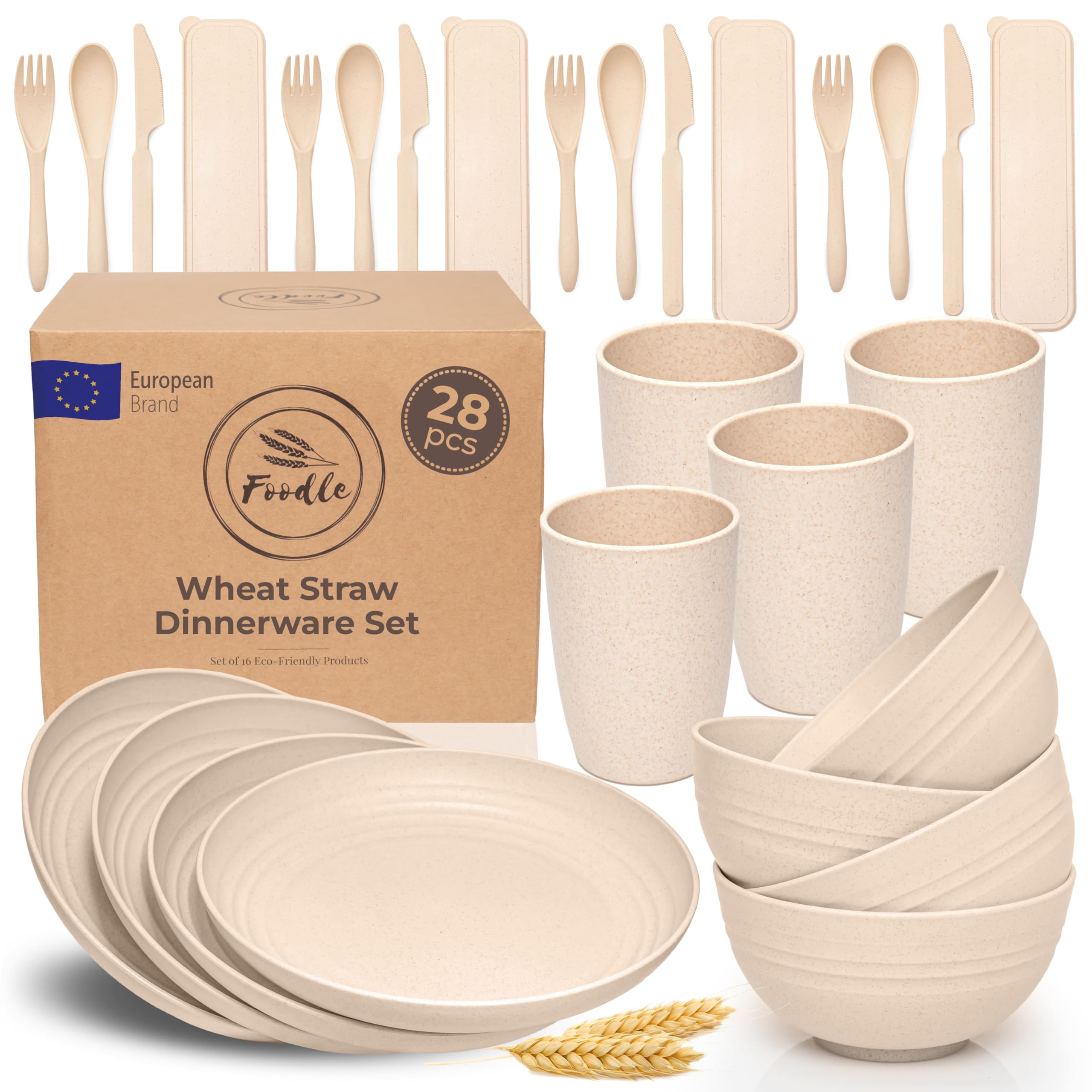 FOODLE Wheat Straw Dinnerware Set
