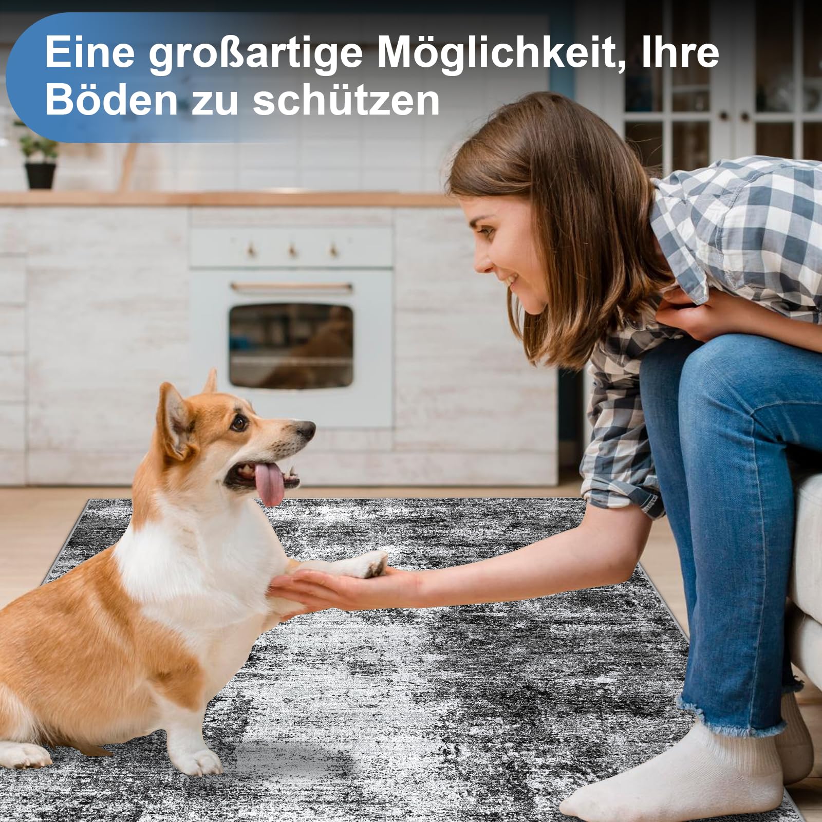 Capslpad rutschfeste Stuhlmatten für Hartholzboden 120x150cm Schwarz Abstrakt Bodenschutzmatte Schreibtischstuhl Unterlage Schreibtisch Teppich für Hartböden Büro Bürostuhl