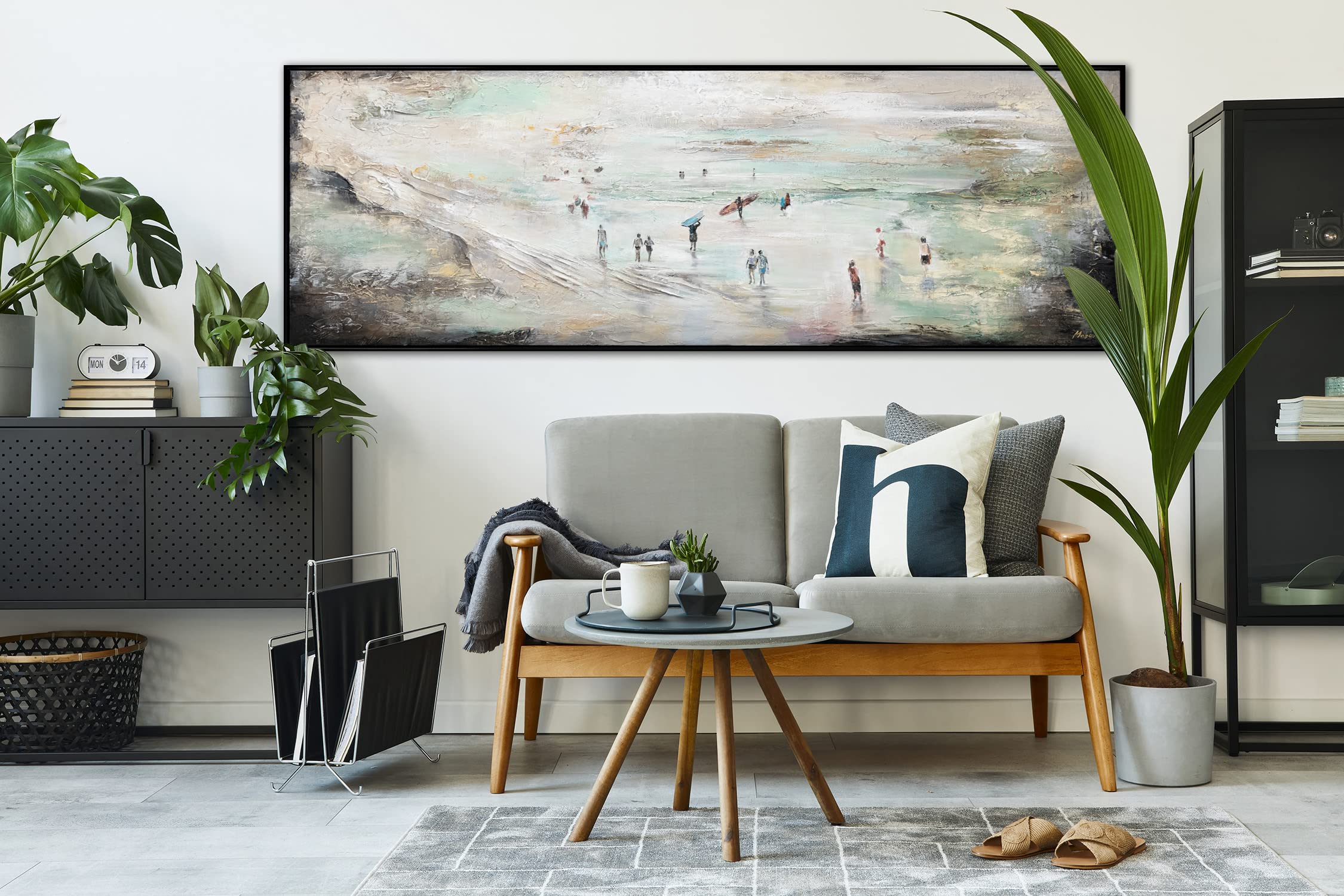 YS-Art XXL Abstrakt Acrylbild auf Leinwand Wellenreiten handgemalte Strand