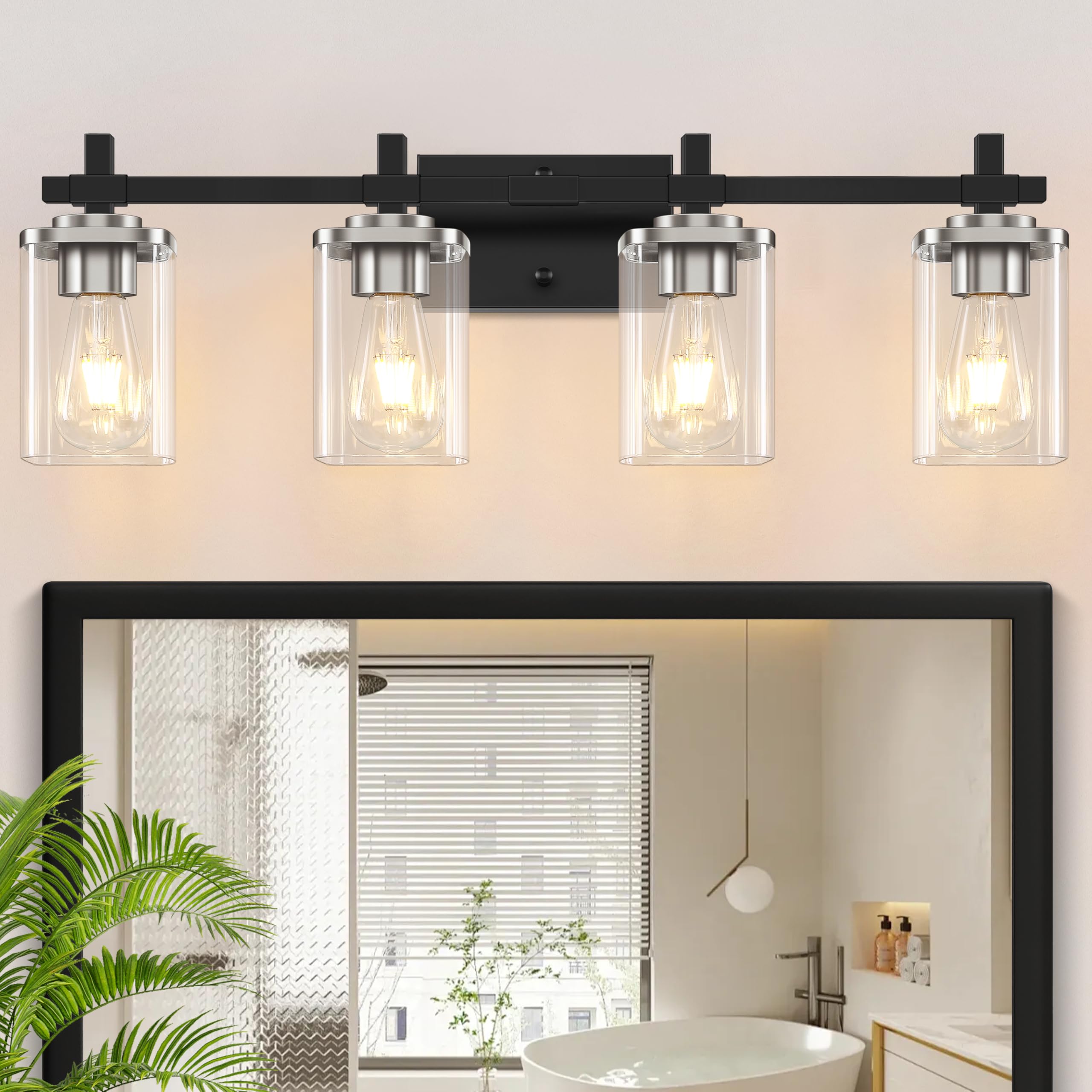 Spiglamm Black and Brushed Nickel Vanity Light 30.3 Inch