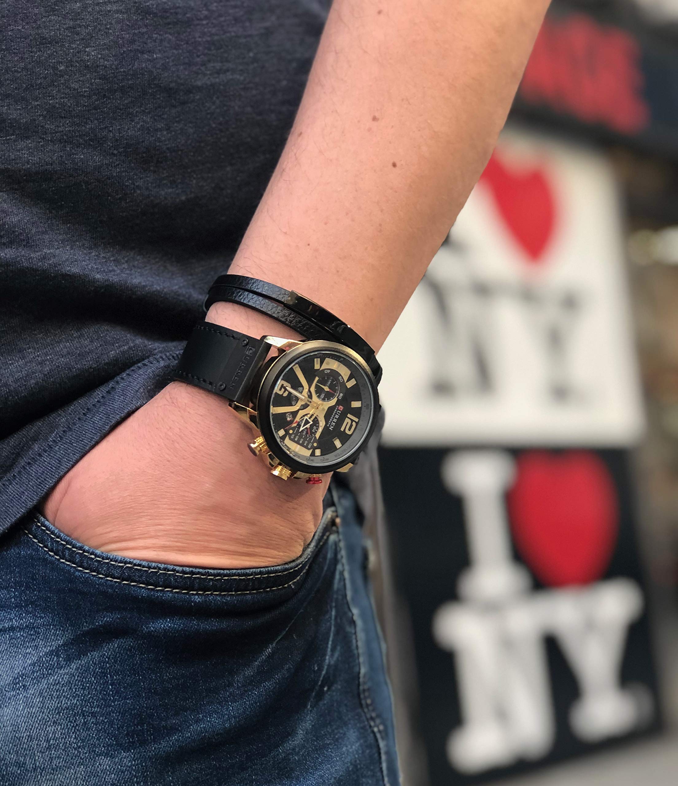 CURREN Herren-Armbanduhr, Quarz, Leder, Chronograph, Armbanduhr und modisches Armband, analoge Uhren für Herren, luxuriöse Armbanduhr, Geschenke für Vater, Freund, Gold, Quarzuhr, Chronograph