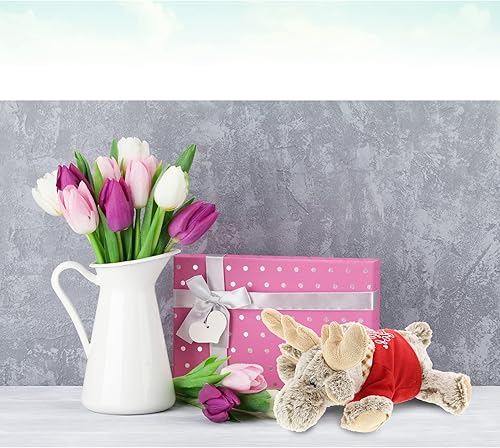 Miniatura 6 de DolliBu Peluche de San Valentín con diseño de alce mentiroso con camisa roja y nombre, regalo personalizado para el día de San Valentín, cumpleaños,