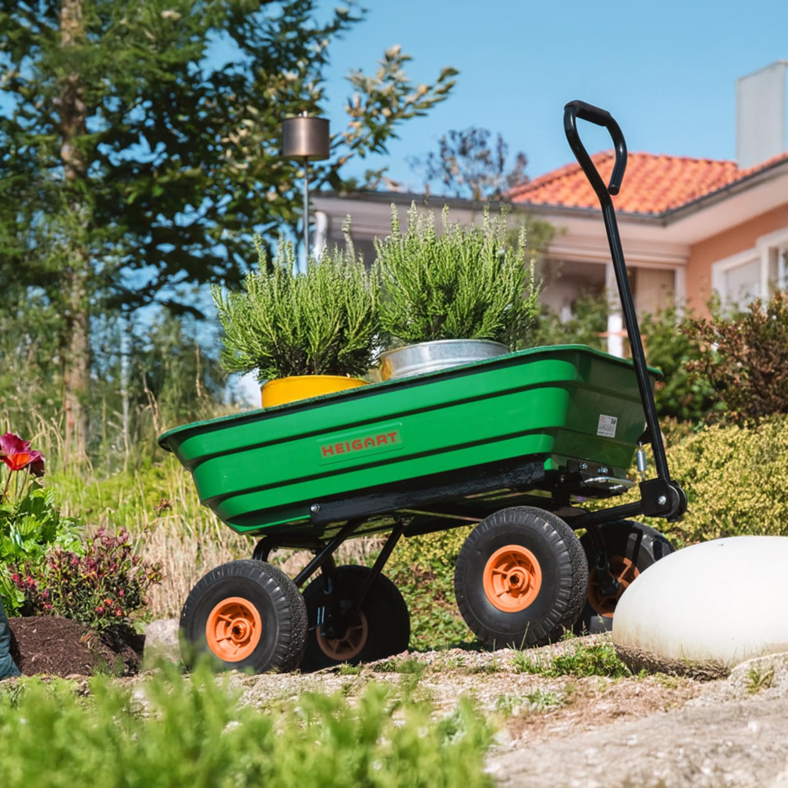 TÜV/GS Gartenwagen EXPERT Pannensicher mit Kippfunktion 250 kg Bollerwagen Transportwagen