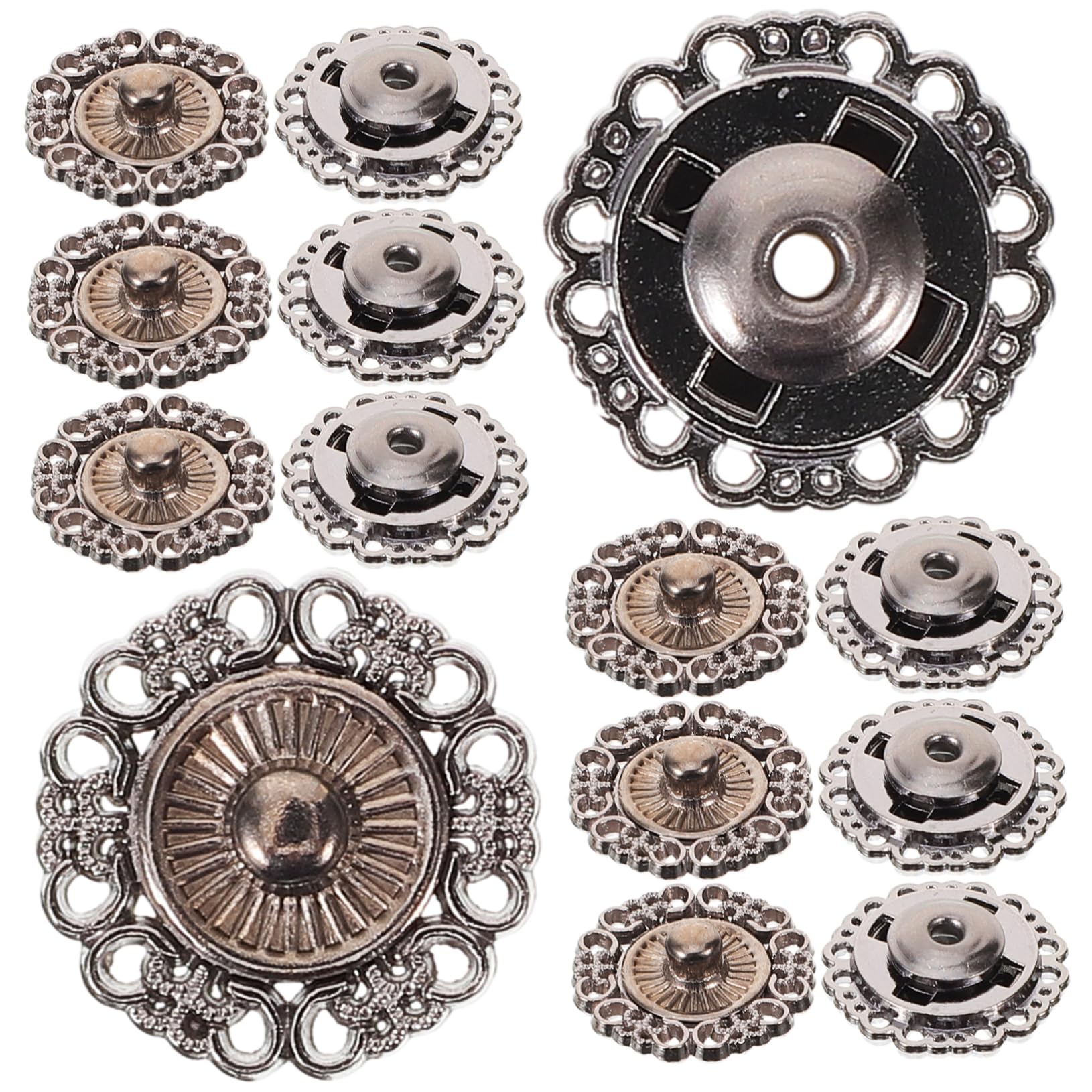 Lurrose 125piezas Botones Presión Metálicos Para Ropa Accesorios Versátiles Broches De Snap Para Abrigos Bolsos y Calzado Duraderos y Fáciles De Instalar