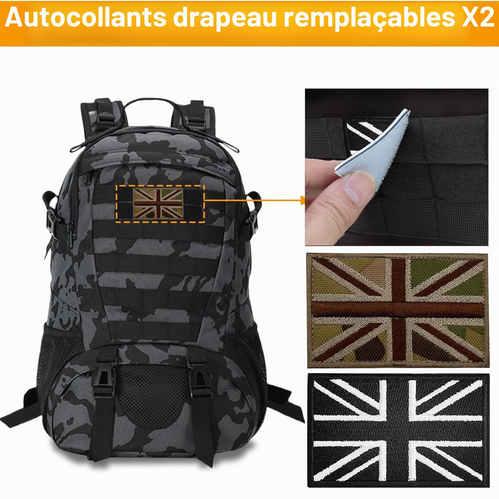 VIHARYEM 30L Military Tactical Backpacks Molle Army Assault Pack 3 Day Bug Out Bag Laptop Bag for Hiking Treeking Black Hunting Rucksack with 2 Flag Patches and Bottle Holder