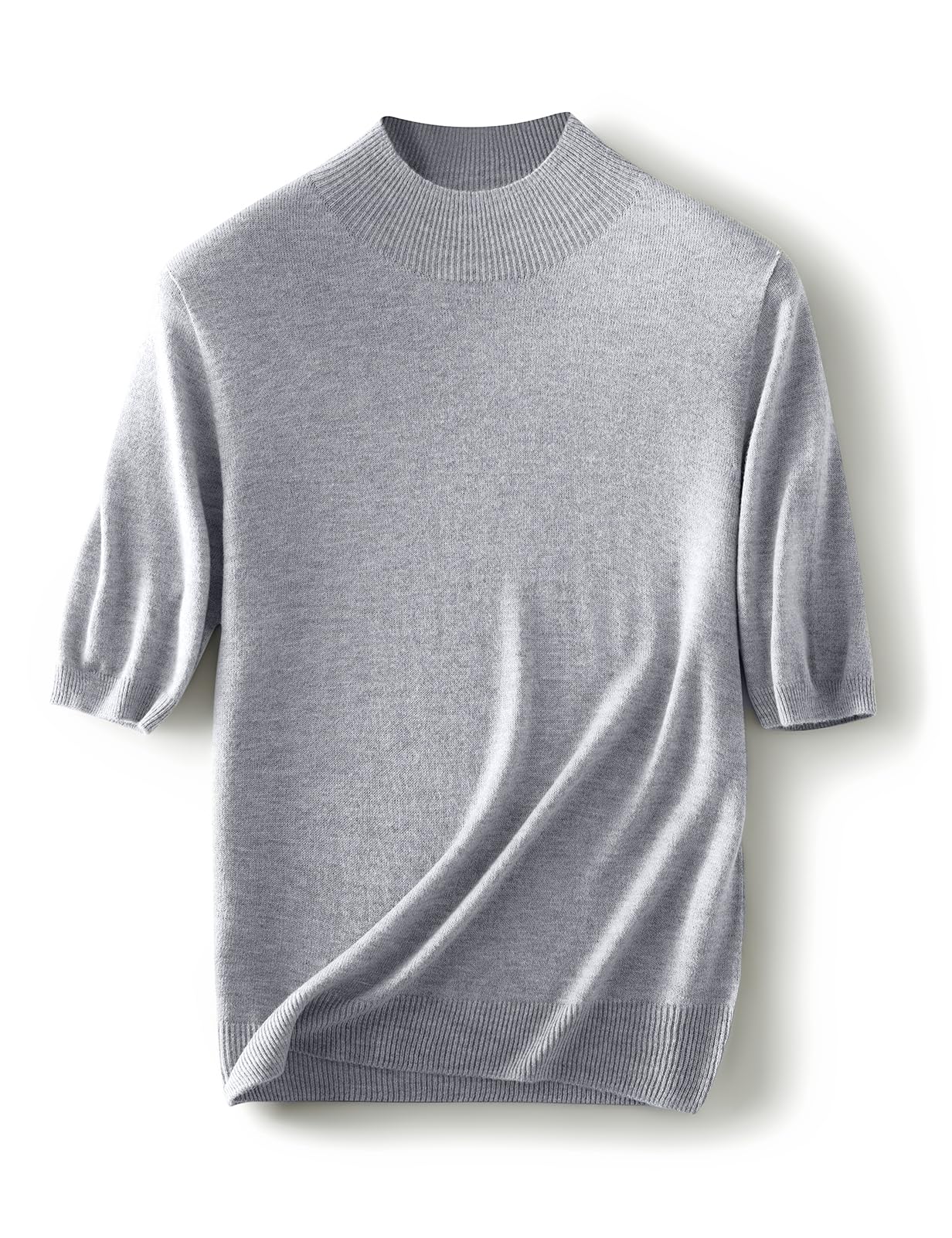 Ciovkis Women's Merino Wool Blend Sweater 2025 Fall Winter Mock Neck Short Sleeve First-Line Ready to Wear Seamless Sweater