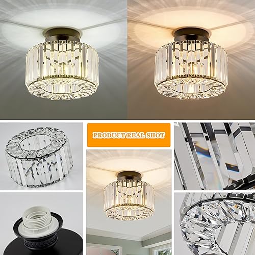 Miniatura 4 de BUXVRCS Lámpara de techo de cristal - Lámpara de techo semiempotrada moderna para pasillo, lámparas de montaje empotrado para cocina, dormitorio,