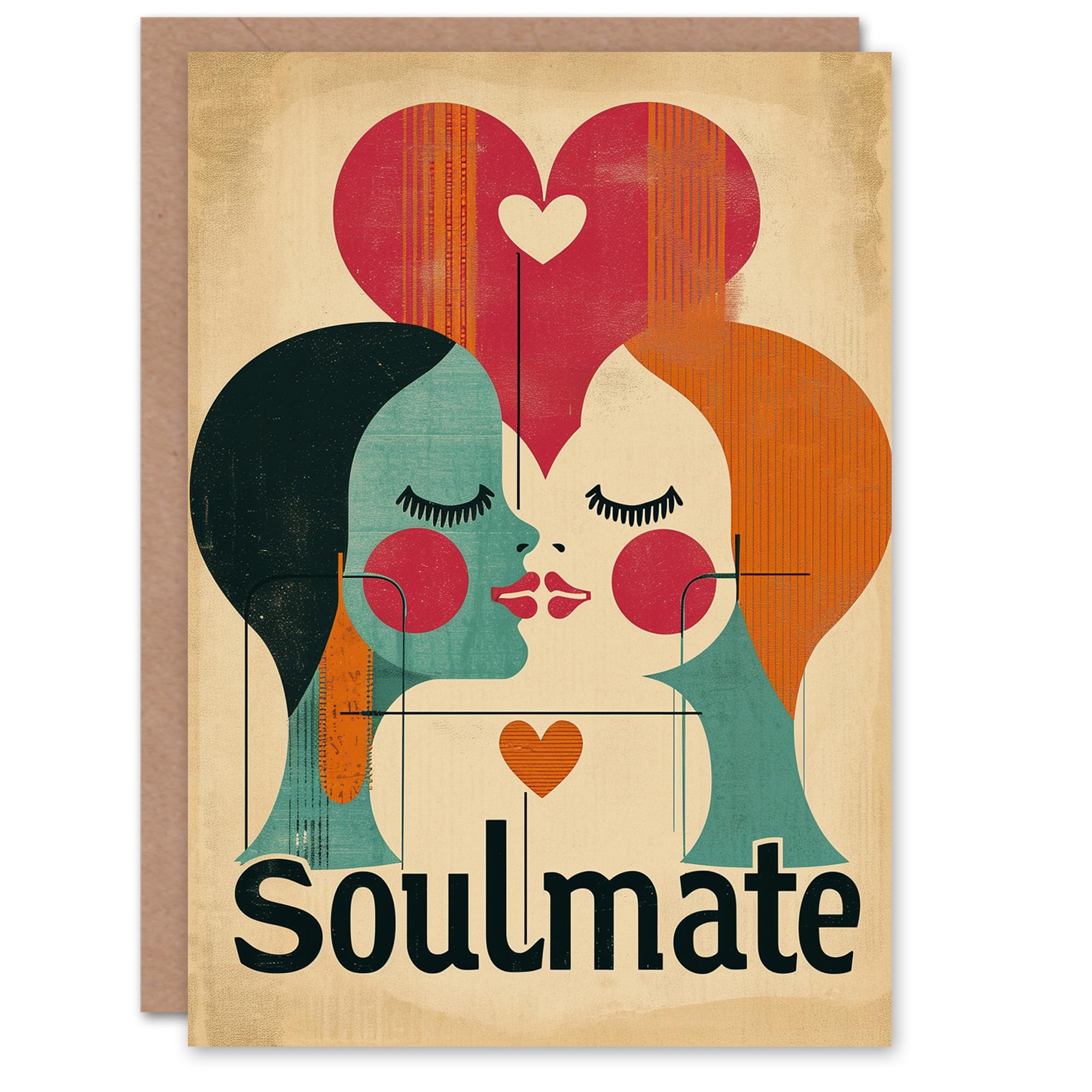 Artery8 Valentines Day Greeting Card Soulmate Gay Lesbian Couple Modern For Her Wife Partner