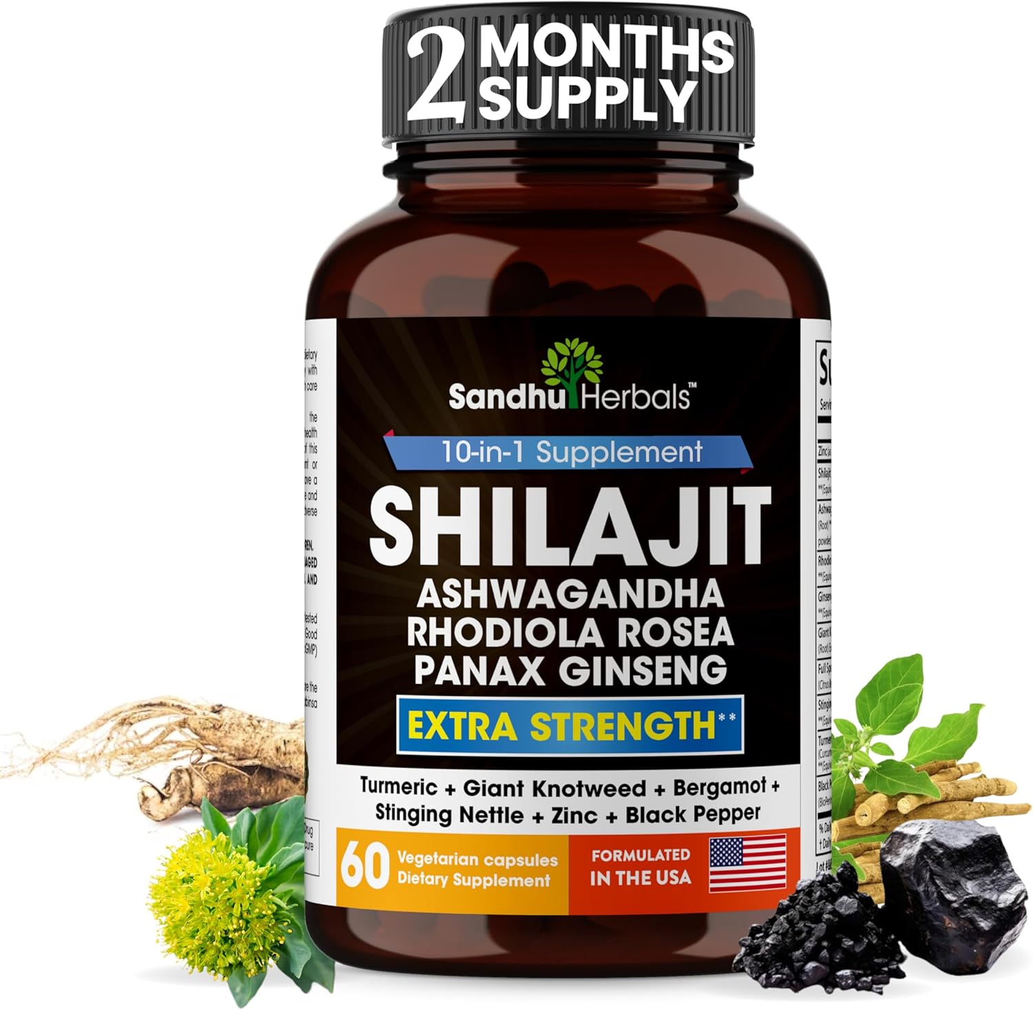 Pure Himalayan Shilajit Capsules for Men & Women | 60 Count | Better Than Gummies, Resin | Combo with Natural Ashwagandha | Power Wellness Bundle | Gold Cured Supplement