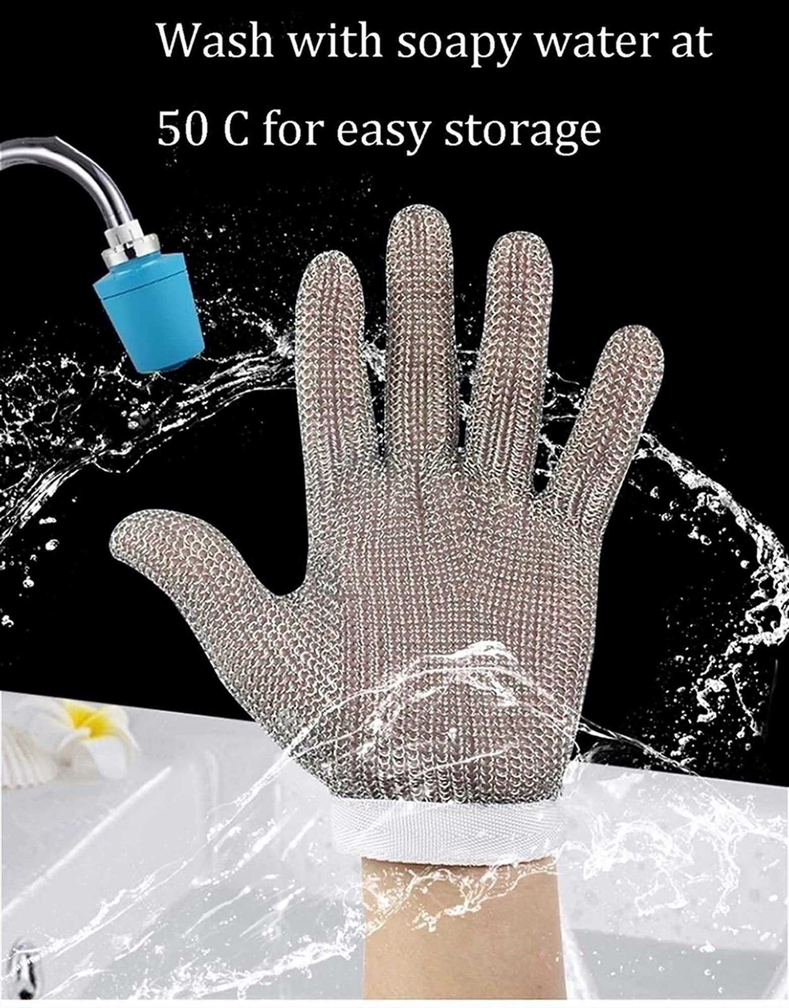 WXYZ Guantes a Prueba de Corte de la Matanza de la Cocina, Guantes de Trabajo de Seguridad de Acero Inoxidable de Malla de Alta Resistencia (Color : 10pcs/L)