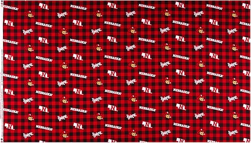 Miniatura 2 de NCAA Nebraska Cornhuskers Buffalo Plaid Algodón, tela acolchada por yarda