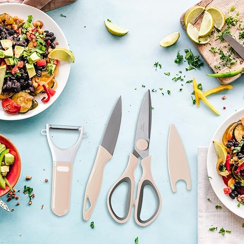 Miniatura 7 de Juego de tijeras de cocina, tijeras de cocina, tijeras de carne de alta resistencia, tijeras de aves de corral, contiene tijeras, pelador de patatas