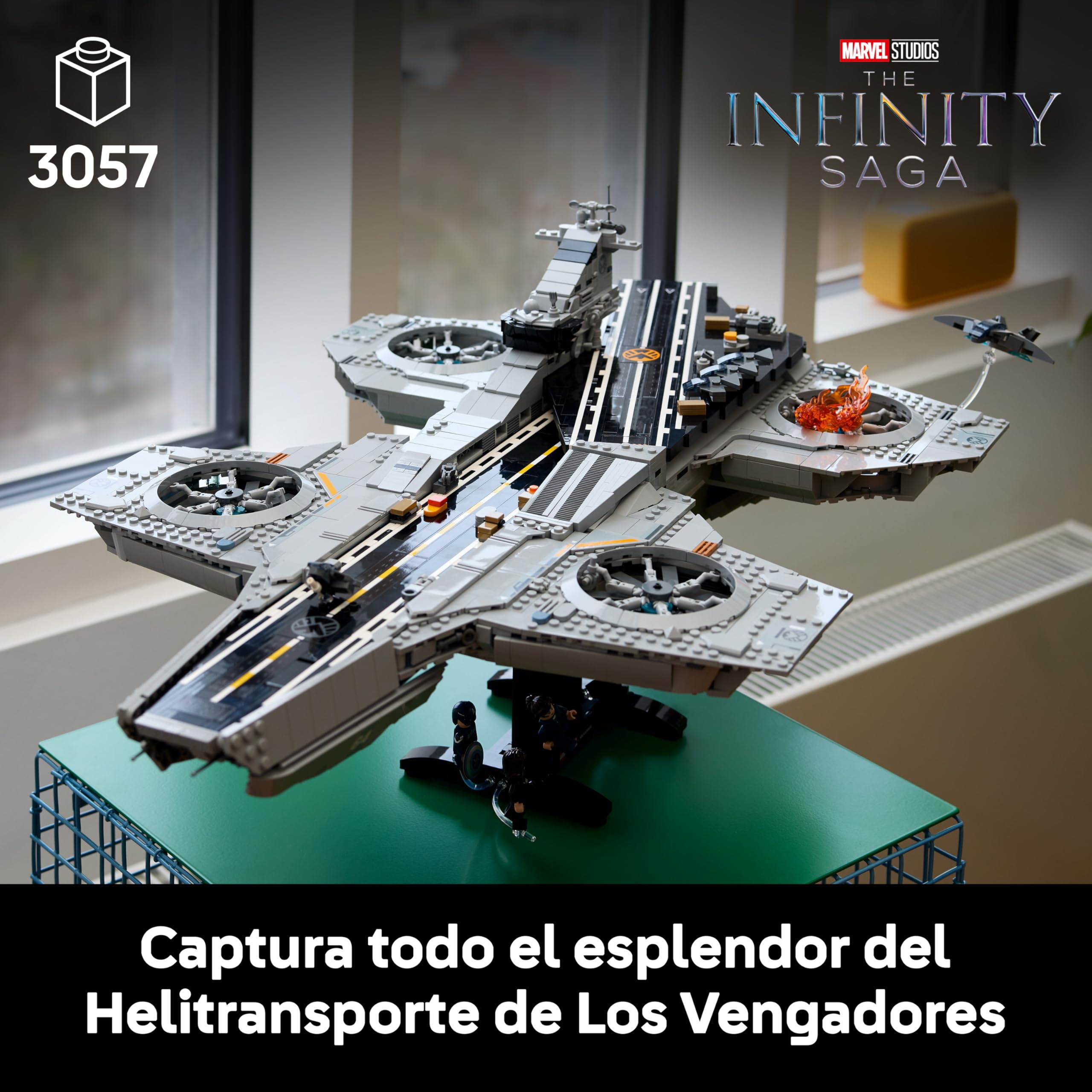 LEGO | Marvel Helitransporte de S.H.I.E.L.D. – Kit de Construcción para Adultos de Portaaviones – 6 Minifiguras inc. Capitán América y Nick Furia – Decoración para la Estantería - Idea de Regalo 76354