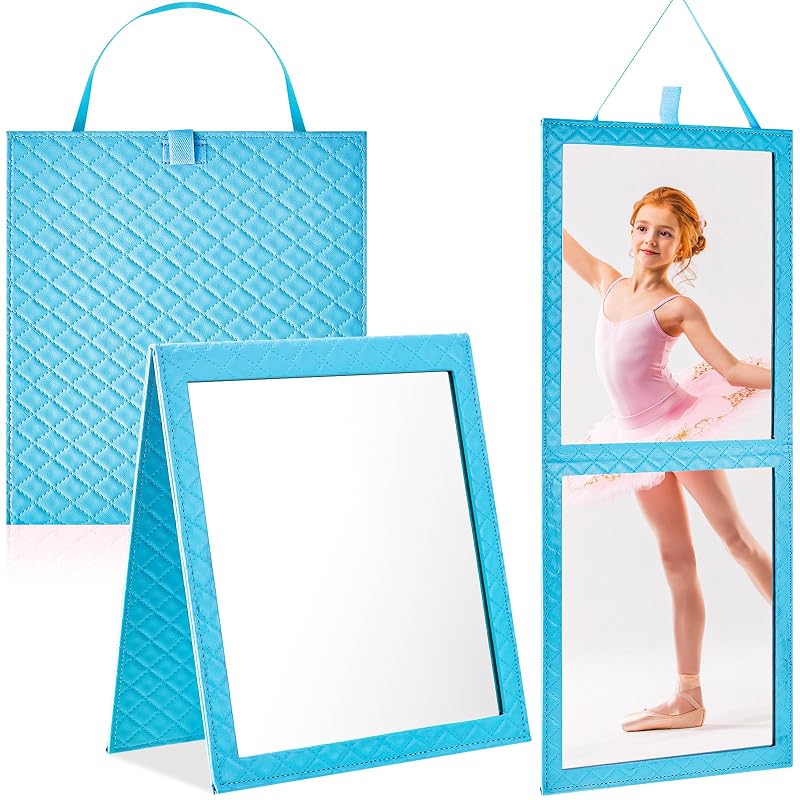 Espelho dobrável de corpo inteiro Colingmill portátil, azul, 85 x 34 cm