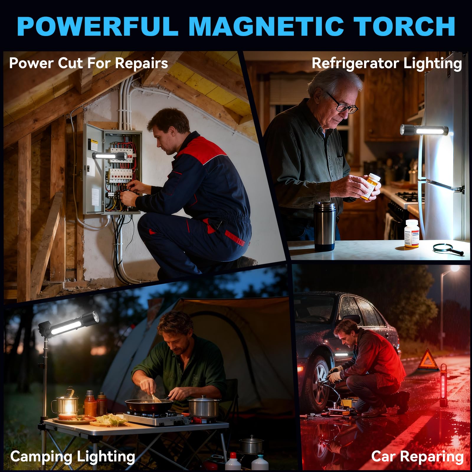 Lampe torche LED rechargeable super lumineuse 100 0000 lumens avec crochet