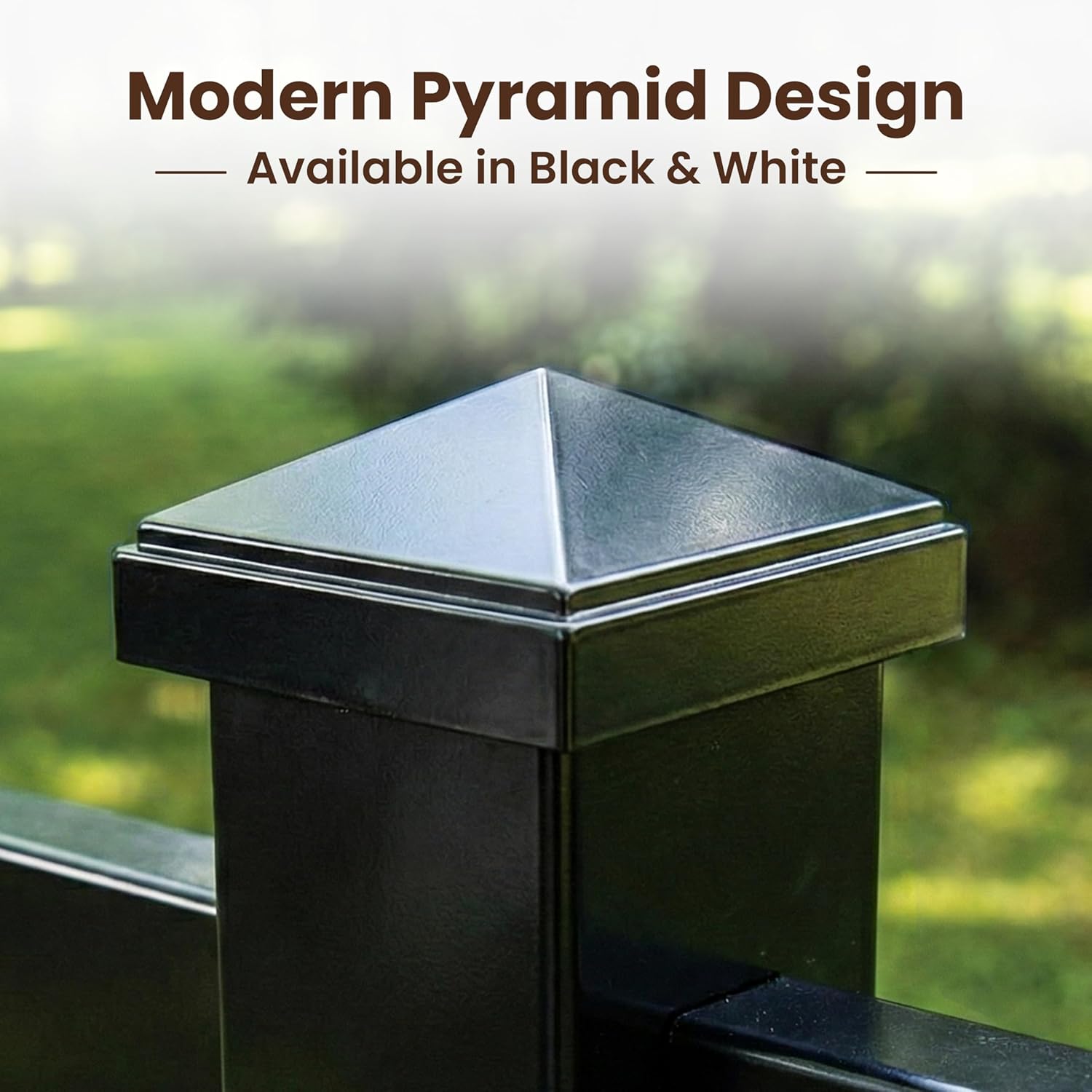 4" x 4" Aluminum Pyramid Post Cap for Metal Posts – Pressure Fit – Powder-Coated Black – Rust-Resistant Fence & Railing Post Cap (1 Pack)