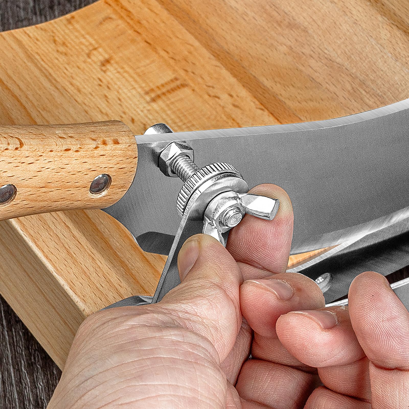Manueller Fleischschneider, verstellbare Dicke von 0,000-1,3 cm, zum Schneiden von Kräutern, Biltong, Jerky, hartem Obst und Gemüse, Edelstahlkonstruktion