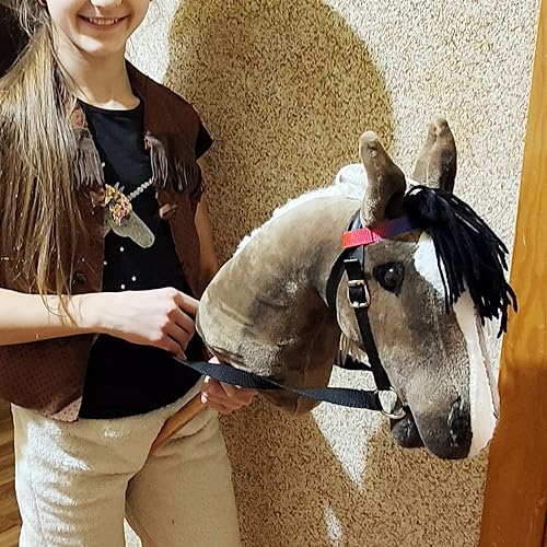 Miniatura 7 de Caballo de palo marrón A3  Cabeza de caballo realista en un palo  Caballo de palo con brida