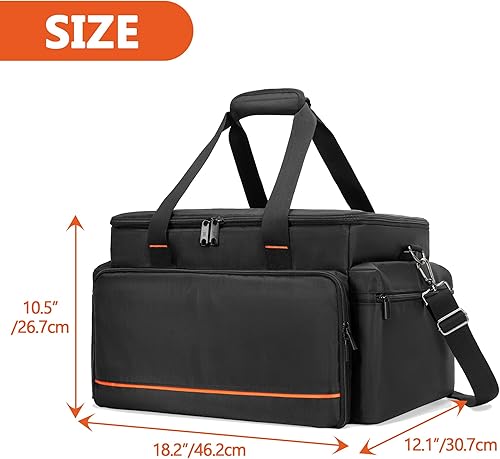 Miniatura 7 de Trunab Bolsa de archivos de cable para DJ con divisores ajustables, funda para laptop de 15.6 pulgadas, bolsa organizadora de conciertos para