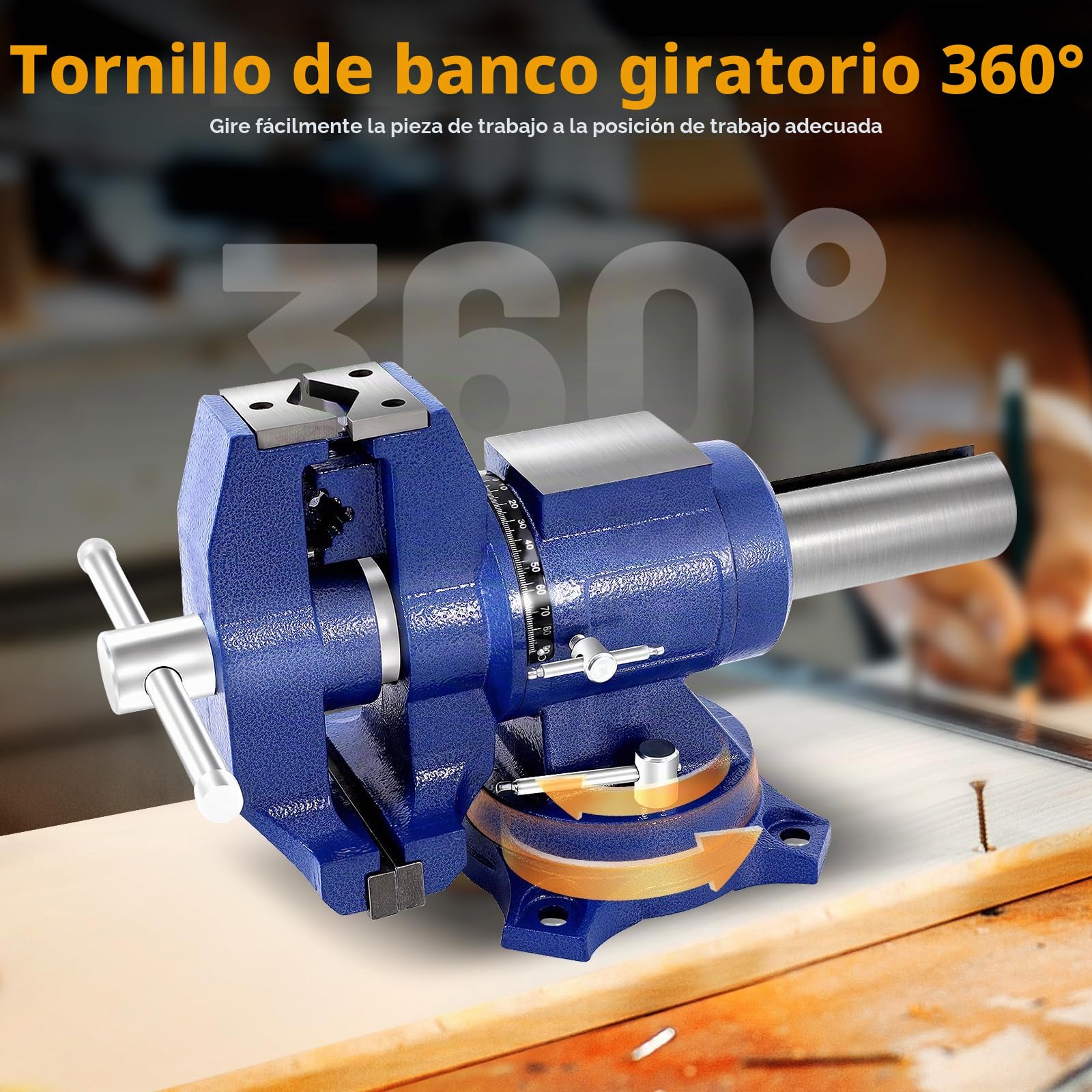 Tornillo de banco profesional grande 5" 125 mm envergadura 360 ° giratorio multifuncional banco de trabajo abrazadera de mesa de hierro dúctil para mecánicos e ingenieros