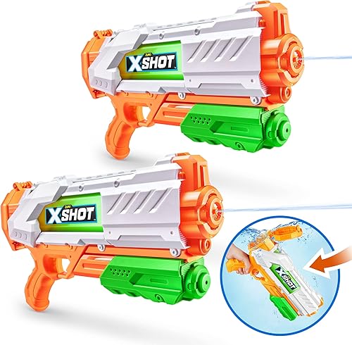 X-Shot - Pistola de agua de llenado rápido (2 unidades) por ZURU, pistola de agua, paquete de 2 pistolas de agua X Shot (llena con agua en solo 1