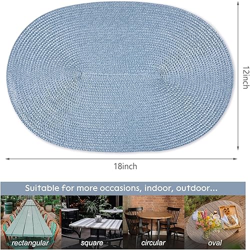 Miniatura 2 de AHHFSMEI Juego de 6 manteles individuales para mesa de comedor, lavables, tejidos, antideslizantes, de 18 x 12 pulgadas, resistentes al calor,