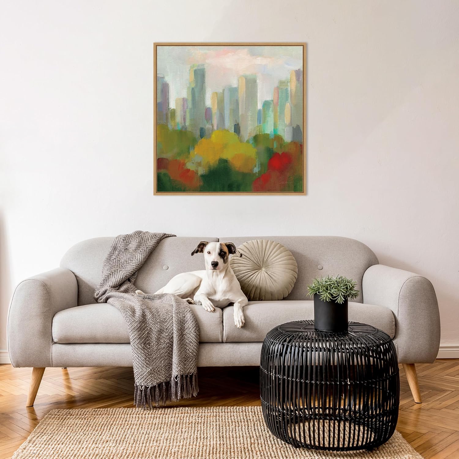 Amanti Art Framed Canvas Wall Art 30x30 NYC Central Park I by Silvia Vassileva, Framed Wall Art Canvas, Cityscapes Artwork, Modern Decor, Large Poster Painting for Living Room, Bedroom, Bathroom,