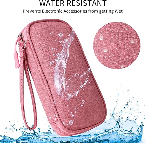 Miniatura 4 de Organizador universal de cables rosa - Bolsa de accesorios electrónicos para cargador, teléfono, tarjeta de memoria y dispositivos de viaje