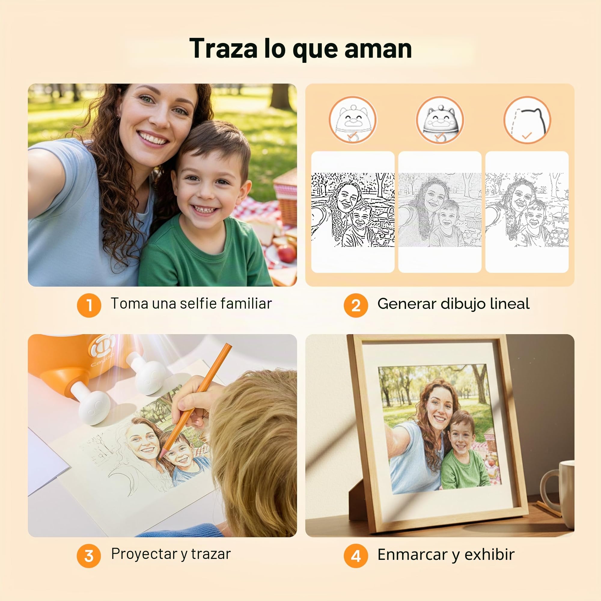 Caydo T3 Proyector de Dibujo con IA para Niños - Protección Ocular Certificada SGS, 3 en 1: Trazado Básico, Dibujo Paso a Paso y Estudio Creativo IA - Regalo de Cumpleaños para Niños de 5 a 12 Años
