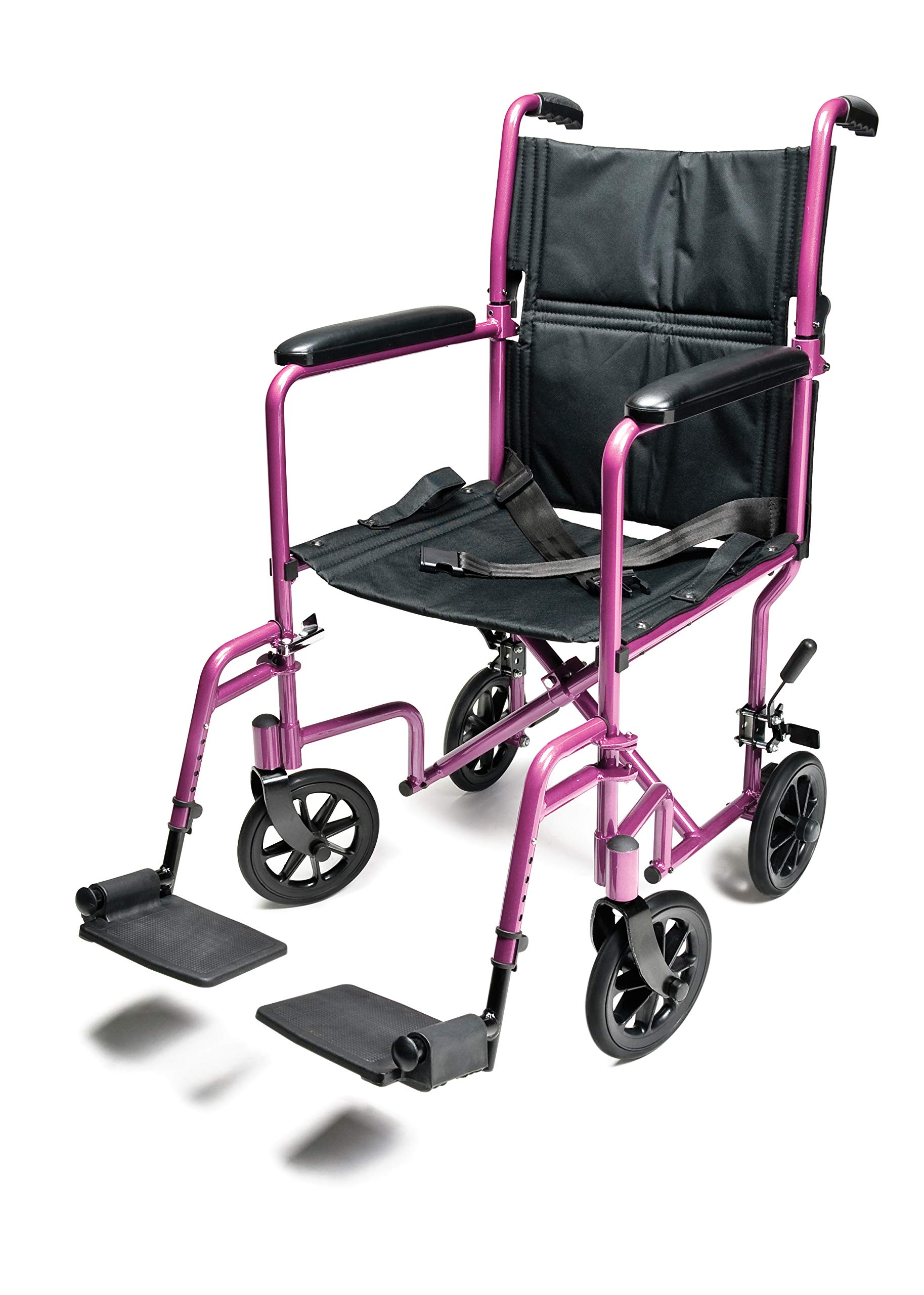 Everest & Jennings - Silla de transporte de aluminio con ruedas giratorias de 5 pulgadas, asiento de 19 pulgadas, color rosa